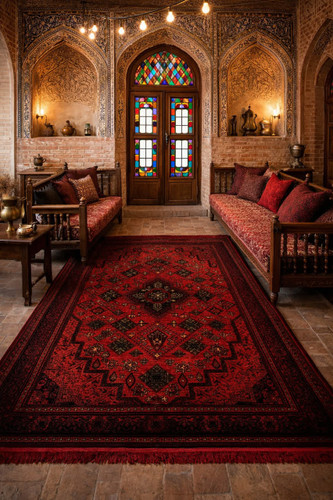 فرش طرح وینتیج جدید زمینه لاکی