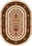 قالیچه بیضی زمینه بژ طرح سرو