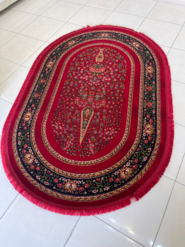 قالیچه زمینه لاکی بیضی طرح درخت