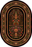 قالیچه بیضی زمینه سرمه ای طرح سرو