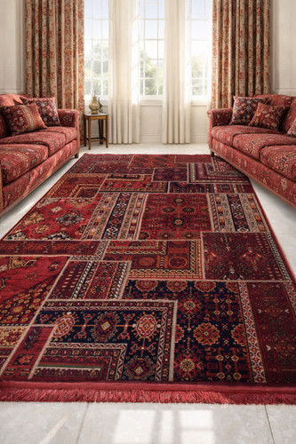 فرش زمینه لاکی طرح چهل تکه