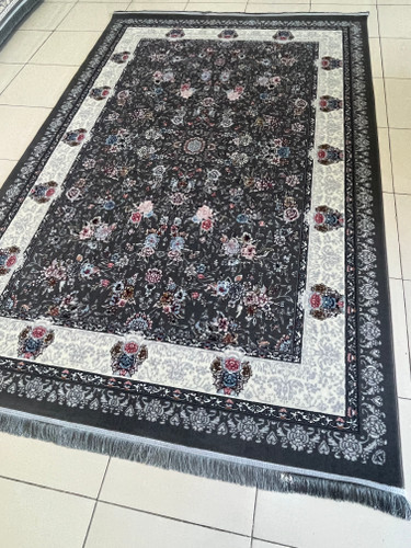 فرش 420 شانه کاشان زمینه دودی طرح افشان