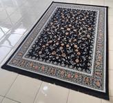 قالیچه ماشینی کاشان گبه سلطنتی سرمه ای گلدار کد 1037