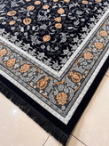 قالیچه ماشینی کاشان گبه سلطنتی سرمه ای گلدار کد 1037