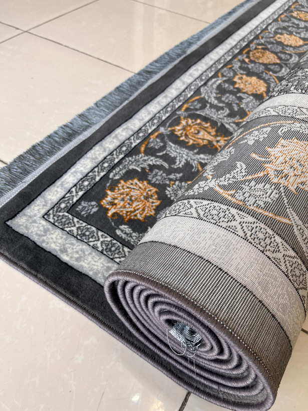 قالیچه گبه ماشینی کاشان رنگ دلفینی کد 1037