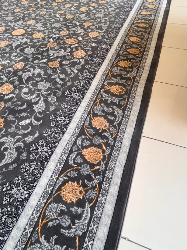 قالیچه گبه ماشینی کاشان رنگ دلفینی کد 1037