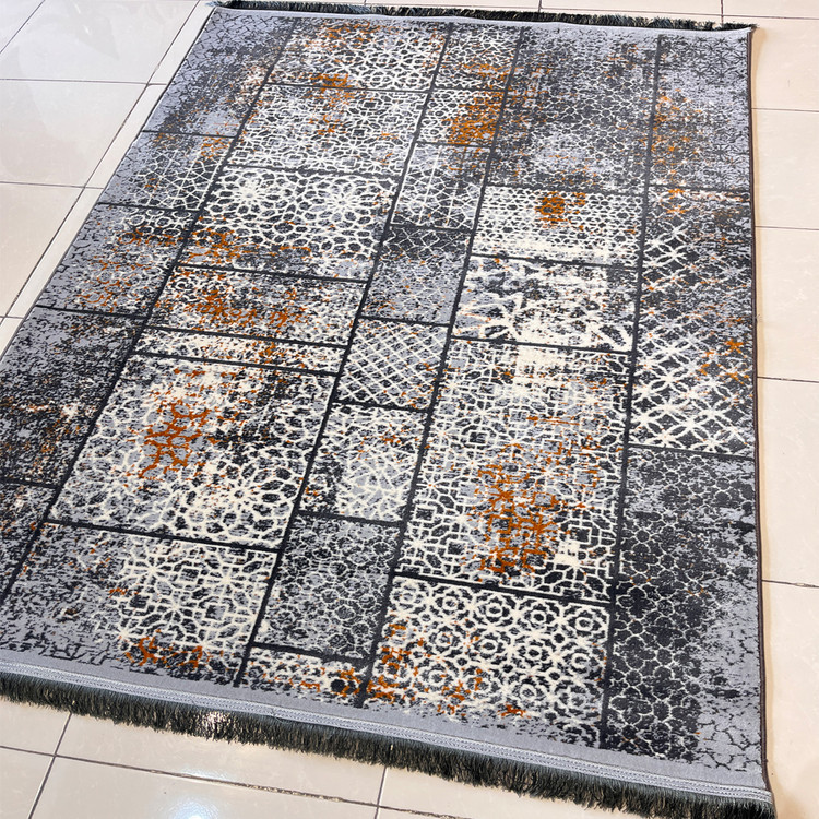 فرش ماشینی زمینه نقره ای مدرن و لوکس اقتصادی کد 1039 نقره ای